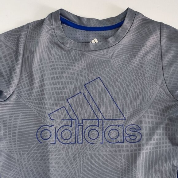 Adidas active wear T-shirt boys size S grey short sleeve mesh back - Picture 2 of 8